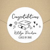 Congratulations Grad Doodle Runder Aufkleber