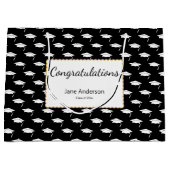 Congratulations Grad Name Black White Graduate Cap Große Geschenktüte (Vorderseite)