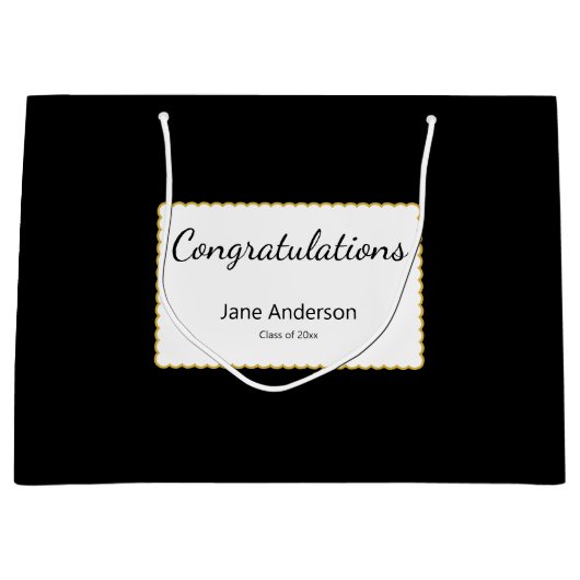 Congratulations Grad Name Black & White Graduation Große Geschenktüte (Vorderseite)