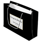 Congratulations Grad Name Black & White Graduation Große Geschenktüte (Vorderseite Schrägansicht)