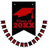 Congratulations Grad Scarlet Red on Black Wimpelkette