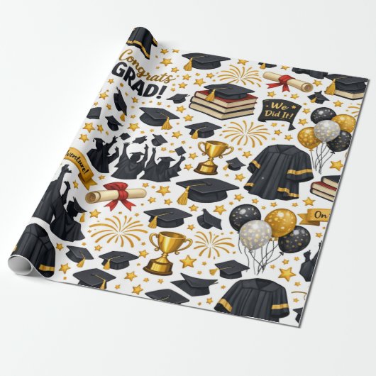 Congratulations Grad Wrapping Paper Geschenkpapier (Ungerollt)