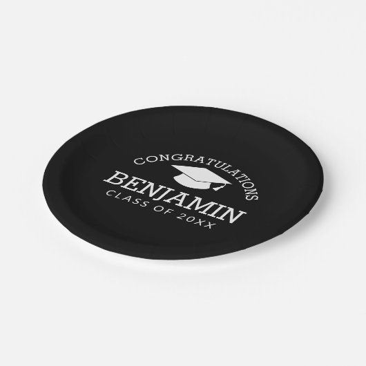 Congratulations Graduate Graduation Cap black Pappteller (Schrägansicht)