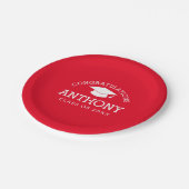 Congratulations Graduate Graduation Cap red white Pappteller (Schrägansicht)