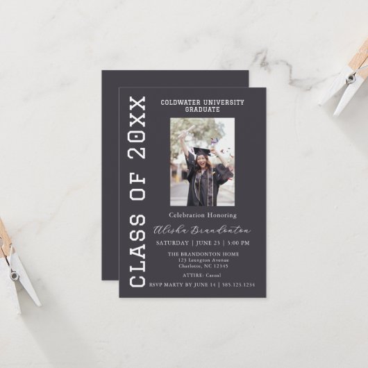 Congratulations Graduate Photo Party Invitation Einladung (Vorderseite/Rückseite Beispiel)