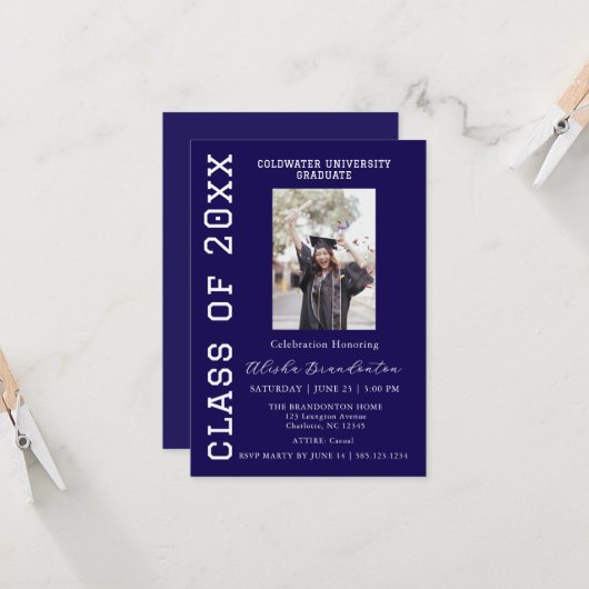 Congratulations Graduate Photo Party Invitation Einladung (Vorderseite/Rückseite Beispiel)