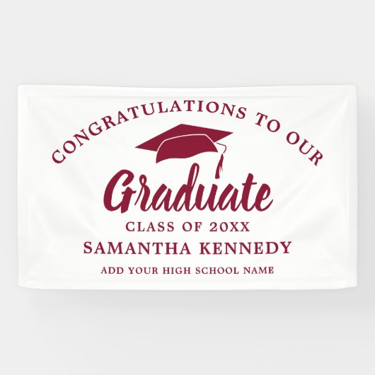 Congratulations Graduate Simple Burgundy And White Banner (Horizontal)