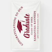 Congratulations Graduate Simple Burgundy And White Banner (Vertikal)