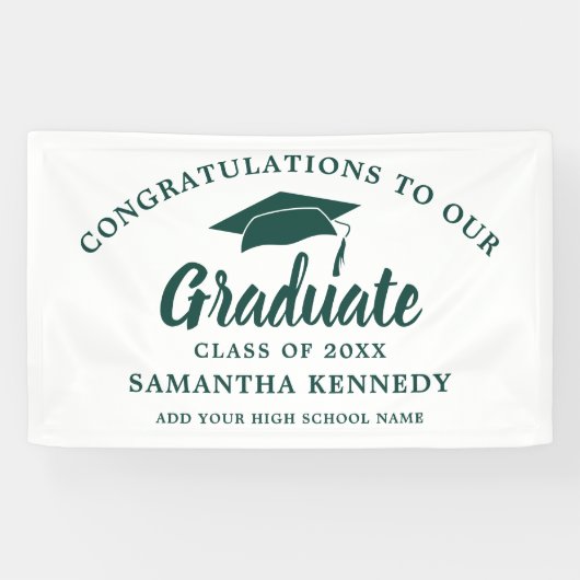 Congratulations Graduate Simple Green And White Banner (Horizontal)