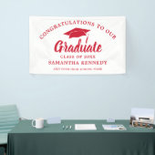 Congratulations Graduate Simple Red And White Banner (Messeveranstaltung)