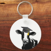 Congratulations Graduation Funny Cow in Cap Schlüsselanhänger (Vorderseite)