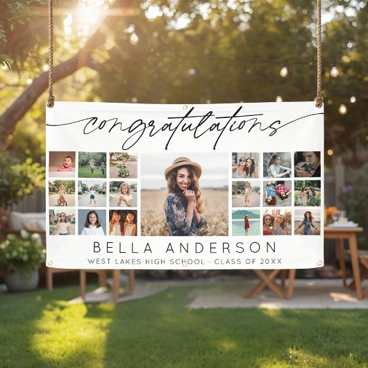 Congratulations Graduation Script Photo Collage Banner