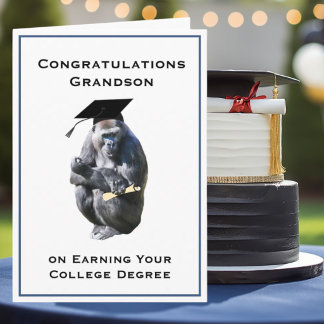 Congratulations Grandson  Degree Funny Gorilla Karte