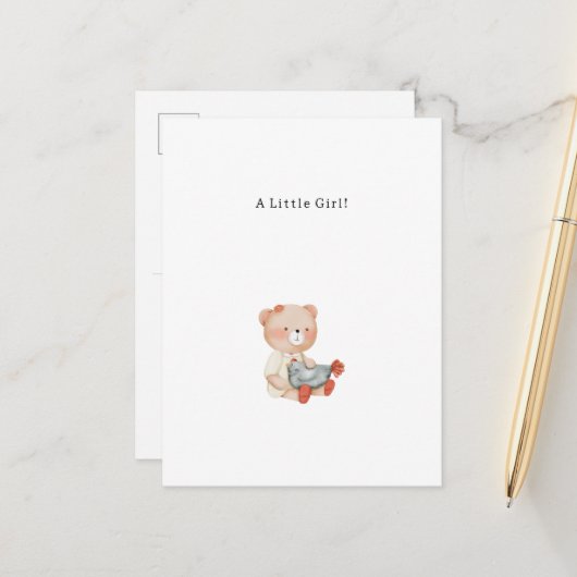 Congratulations Little Girl New Baby Birth Card Postkarte (Vorderseite/Rückseite Beispiel)