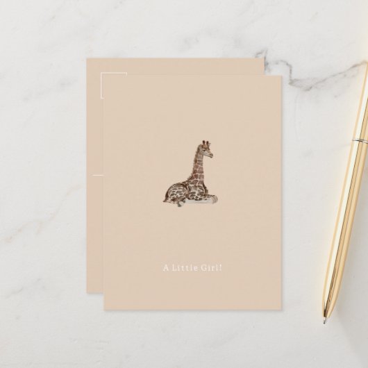 Congratulations Little Girl New Baby Giraffe Card Postkarte (Vorderseite/Rückseite Beispiel)