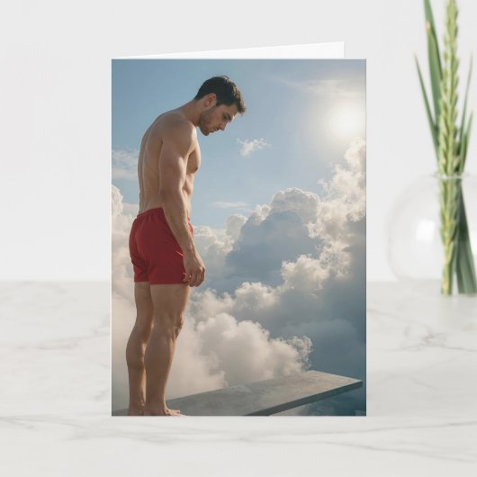 Congratulations Man on Diving Board Karte (Vorderseite)