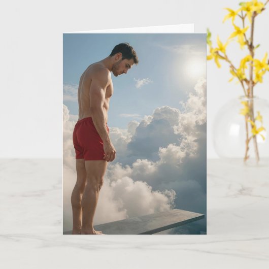 Congratulations Man on Diving Board Karte (Gelbe Blume)