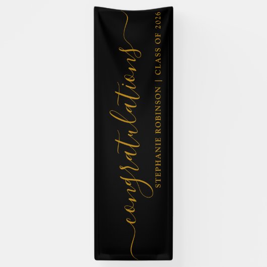 Congratulations Modern Gold Custom Graduation Banner (Vertikal)
