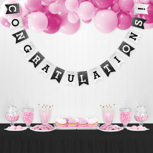 Congratulations Modern Silver Confetti Graduation Wimpelkette