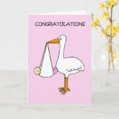 Congratulations New Baby Girl wih Stork Karte (Gelbe Blume)
