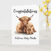 Congratulations New Baby Highland Cow Mother Card Karte (Gelbe Blume)