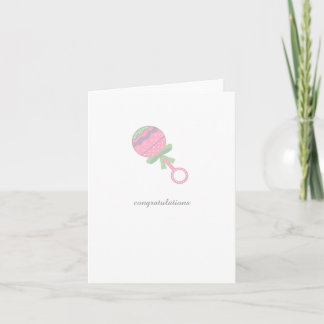 Congratulations New Baby Shower Card Baby Rattle Karte
