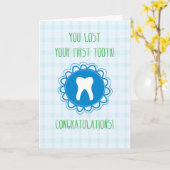 Congratulations on Losing First Tooth, Blue! Karte (Gelbe Blume)