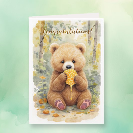 Congratulations on New Baby Boy Poem Bear Themed Karte