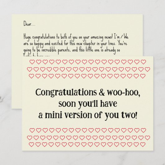 Congratulations On Pregnancy, w. Sample Text, Card (Vorne/Hinten)