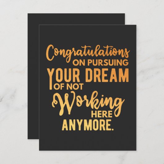 Congratulations on Pursuing Your Dream Dankeskarte (Vorne/Hinten)