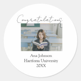 Congratulations photo graduate name university yea runder aufkleber