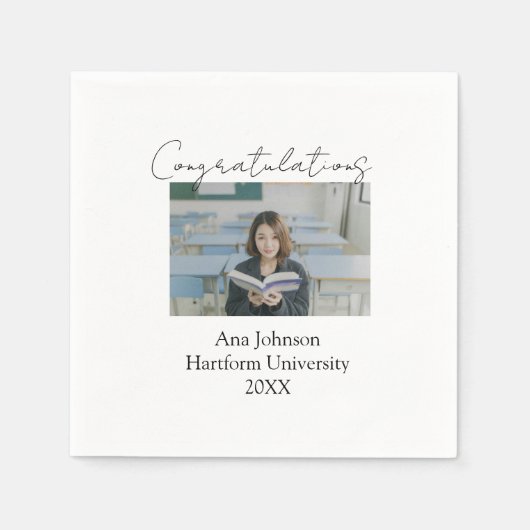 Congratulations photo graduate name university yea serviette (Vorderseite)