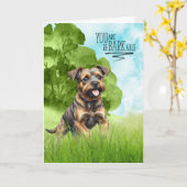 Congratulations reBARKable Border Terrier Dog Karte (Gelbe Blume)