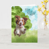 Congratulations reBARKable Brittany Spaniel Dog Karte (Gelbe Blume)