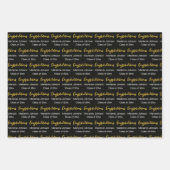 Congratulations Script Grad Name Black White Gold Geschenkpapier Set (Vorderseite 3)