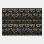 Congratulations Script Grad Name Black White Gold Geschenkpapier Set (Vorderseite)