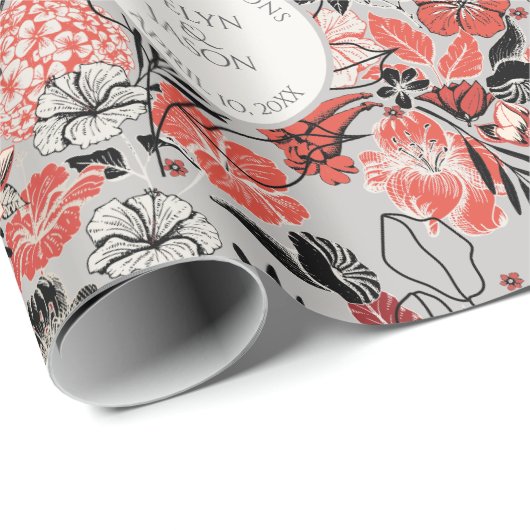 Congratulations Taupe Floral Pattern Geschenkpapier (Rolleneckpunkt)