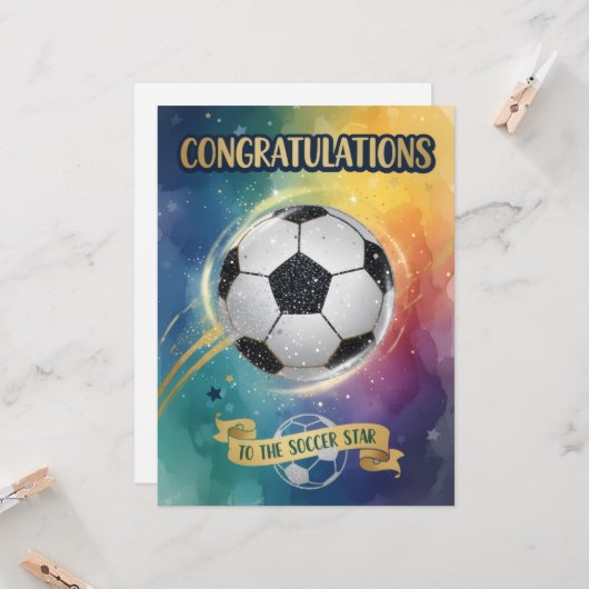 Congratulations to the Soccer Star Karte (Vorderseite/Rückseite Beispiel)