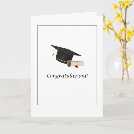 Congratulazioni! - Abschluss-Auto auf italienisch Karte (Gelbe Blume)