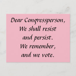 Congressperson Resist Persist Denken Sie an Abstim Postkarte