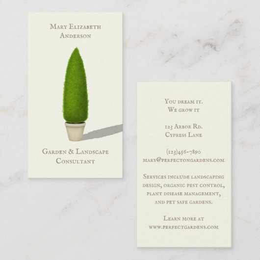 Conical Topiary Charming Nostalgic Style Visitenkarte (Vorne/Hinten)