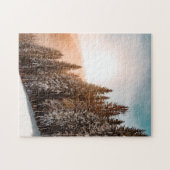 Conifer Pine Trees Snowy Forest Sunrise Nature Puzzle (Horizontal)