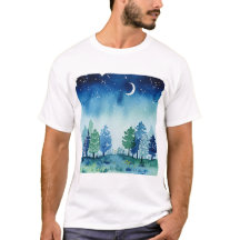 Coniferous forest under a starry sky