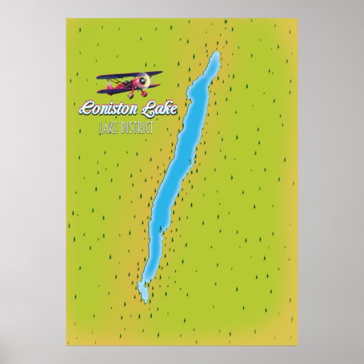 Coniston Water, Lake District, England Map Poster (Vorne)