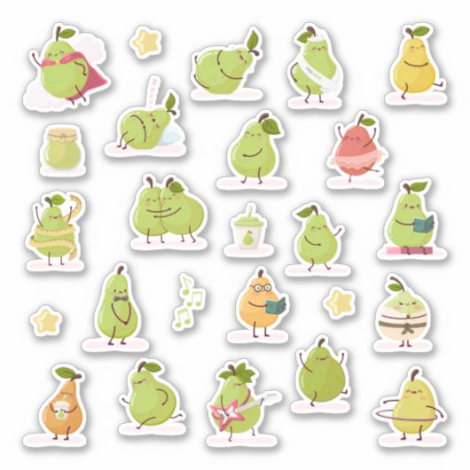 Conjunto de peras kawaii divertidas aufkleber (Vorderseite)