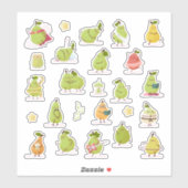 Conjunto de peras kawaii divertidas aufkleber (Blatt)
