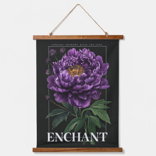 Conjure Enchant Bless the Path Purple Peony Wandteppich Mit Holzrahmen (Vorderseite)