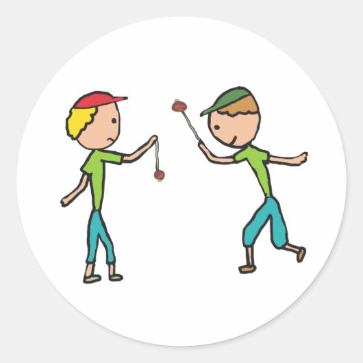 Conkers spielen runder aufkleber (Vorderseite)