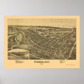 Conneaut, OH Panoramablick Karte - 1896 Poster (Vorne)