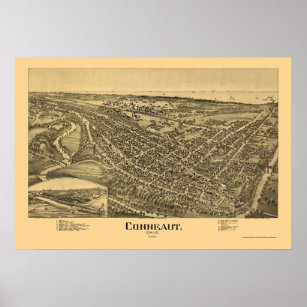 Conneaut, OH Panoramablick Karte - 1896 Poster